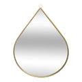 Espejo decorativo colgante en forma de lágrima, marco metálico dorado, para pared
